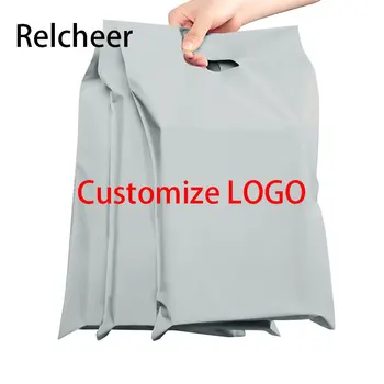 Relcheer 50 Adet Gri Mat Kurye posta çantaları Taşınabilir D2w Parçalanabilir Ekspres Giyim paket ambalaj Biyobozunur Posta Çantası