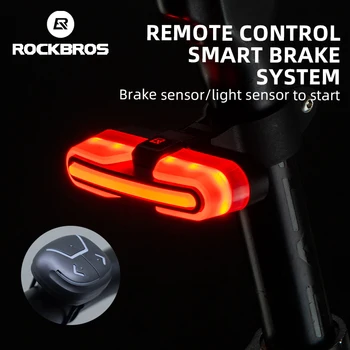 ROCKBROS Bisiklet Akıllı arka ışık Tip-C Şarj IPX6 Fren Sensörü Otomatik Durdurma Bisiklet Arka Lambası Uyarı ışığı bisiklet aksesuarları