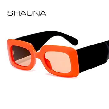 SHAUNA Retro Dikdörtgen Güneş Gözlüğü Kadın Geniş Bacaklar Gözlük Shades UV400 Marka Tasarımcısı Trend Retro Erkekler Optik Gözlük Çerçeveleri