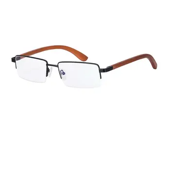 SHINU erkek gözlük Reçete gözlük erkekler yarım çerçeve ahşap gözlük büyük yüz Miyopi gözlük-5.0 yüksek endeksli lensler