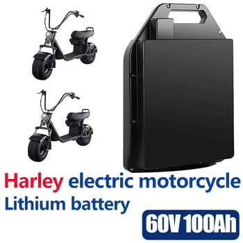 Su geçirmez Harley Elektrikli Araba Lityum Pil 60V 100ah İki Tekerlekli Katlanabilir Citycoco Elektrikli Scooter Bisiklet + + ücretsiz Kargo
