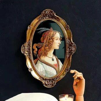 WDDSXXJSL Avrupa tarzı retro yaratıcı karakter portre resim oval fotoğraf çerçevesi reçine el sanatları ev oturma odası sanat süsler