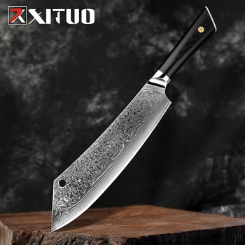 XITUO 9.5 İnç şef bıçağı Yüksek Kaliteli VG10 Japon şam çeliği Geniş Bıçak Profesyonel Sığır Bıçağı Kiritsuke Gyuto Bıçağı