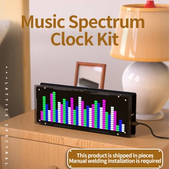 Yeni Led müzik spektrum ekran Dıy kiti 16x32 ritim ışık saati 8 çeşit spektrum modu SMD lehimleme proje seviyesi ekran ışığı
