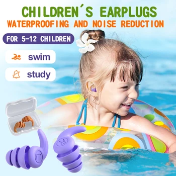 Çocuk Silikon kulak koruyucusu Gürültü İptal 3 Kat Yüzme Kulak Tıkacı İşitme Koruyucu anti-gürültü Fişleri Gürültü Azaltma